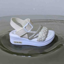 Moda Butik Taşlı Örgülü Kolay Giyilir Kız Çocuk Sandalet