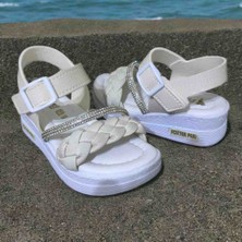 Moda Butik Taşlı Örgülü Kolay Giyilir Kız Çocuk Sandalet