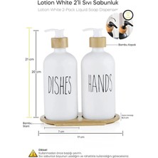 Seçilir 2 Li Beyaz Renk Perotti Lotion White Sabunluk Seti (Bambu Tepsisi ile Birlikte)