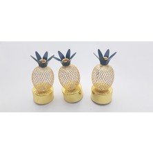 Be Beauty 3 Adet Dekoratif LED Işıklı Mini Metal Ananas Lamba