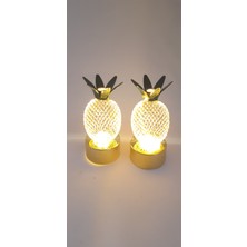 Be Beauty 3 Adet Dekoratif LED Işıklı Mini Metal Ananas Lamba