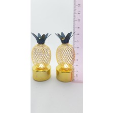 Be Beauty 3 Adet Dekoratif LED Işıklı Mini Metal Ananas Lamba