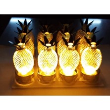 Be Beauty 3 Adet Dekoratif LED Işıklı Mini Metal Ananas Lamba