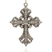 Mingjin Shop2 74X54X8MM 2 Adet Antik Gümüş Renk Ton Çapraz Takılar Dini Inanç Alaşım Rhinestone Büyük Kolye Kolye Takı Yapımı Bulguları (Yurt Dışından)