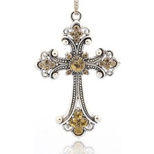 Mingjin Shop2 74X54X8MM 2 Adet Antik Gümüş Renk Ton Çapraz Takılar Dini Inanç Alaşım Rhinestone Büyük Kolye Kolye Takı Yapımı Bulguları (Yurt Dışından)