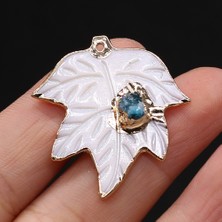 Mingjin Shop2 Mavi Doğal Beyaz Kabuk Kolye Oyma Yaprak Sedef Kabuk Turquoises Kristal Druzy Charms Takı Yapımı Için Dıy Kolye (Yurt Dışından)