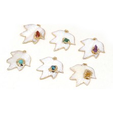 Mingjin Shop2 Mavi Doğal Beyaz Kabuk Kolye Oyma Yaprak Sedef Kabuk Turquoises Kristal Druzy Charms Takı Yapımı Için Dıy Kolye (Yurt Dışından)