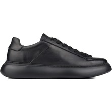 Tefani Store Spartan Siyah Hakiki Deri Erkek Spor (Sneaker) Ayakkabı