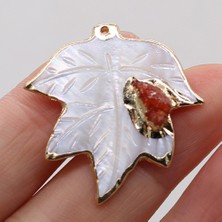 Mingjin Shop2 Mavi Doğal Beyaz Kabuk Kolye Oyma Yaprak Sedef Kabuk Turquoises Kristal Druzy Charms Takı Yapımı Için Dıy Kolye (Yurt Dışından)