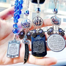 Mingjin Shop2 AL17505-GÜMÜŞ Islam Allah Kuran Sürücü Güvenle Araba Dikiz Aynası Paslanmaz Çelik Araba Kolye Asılı Araba Şekillendirici Aksesuarları (Yurt Dışından)