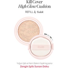 CLIO Yoğun Nem ve Parlaklık Sağlayan Cushion CLIO Kill Cover High-Glow Cushion (3 Linen) SPF50+ PA++++