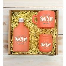 Bk Gift Kişiye Özel Isimli Dtf Anne Temalı Somon Kahve Fincanı & Kolonya & Mum Hediye Seti-4, Anneye Hediye, Anneler Günü Hediyesi