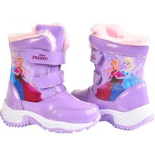 ModaOnn Frozen Elsa Kız Çocuk Pembe / Lila Kaymaz Taban Içi Kürklü Kar Botu