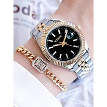 Wesse Elite Çelik Kordon Kararmaz Renk Atmaz Bayan Kol Saati 50MT Suya Dayanıklı+Bileklik WWL1115.01