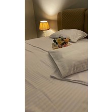 Otel Tipi 10 Adet Tek Çarşaf, Çift Kişilik Çizgili Saten 280X280