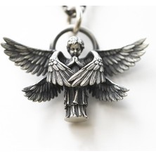 Mingjin Shop2 AL18234-GÜMÜŞ Klasik Melek Kolye Kolye El Yapımı Seraph Namaz Kolye Uzun Zincir Kolye Erkek Kadın Takı Yıldönümü Hediyesi (Yurt Dışından)