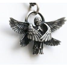 Mingjin Shop2 AL18234-GÜMÜŞ Klasik Melek Kolye Kolye El Yapımı Seraph Namaz Kolye Uzun Zincir Kolye Erkek Kadın Takı Yıldönümü Hediyesi (Yurt Dışından)