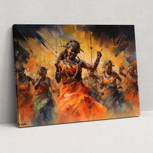 Painted Anarchy Aborijin Kanvas Tablo - Törende Renkli Vücut Boyalı Dansçılar - Aborijin, Ev Dekorasyonu, Aborijin Töreni, Kanvas Tablo, 50X30