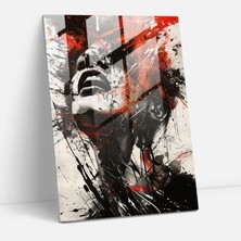 Painted Anarchy Metalik Splatters Cam Baskı - Aksiyon Tablo, Cam Baskı, Ev Dekorasyonu, Duvar Dekorasyonu, 50 x 70 cm