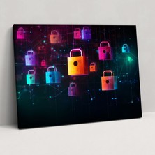 Painted Anarchy Güvenli Blockchain Kilitleri Kanvas Tablo - Blockchain, Blockchain Duvar Dekorasyonu, Kanvas Tablo, Blockchain Duvar Sanatı, 70 x 50 cm
