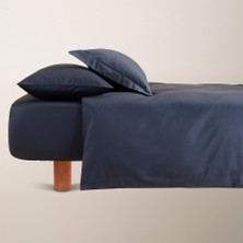 %100 Pamuk Saten Nevresim Seti 260x240 cm Lacivert - Lia Serisi