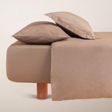 %100 Pamuk Saten Nevresim Seti 160x220 cm Taş - Lia Serisi