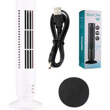 ZHKJ Shop Tower Tip USB Ektrikli Fan Yapraksız Klima Fanı Beyaz (Yurt Dışından)