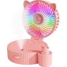 ZHKJ Shop Katlanır USB Nemlendirmeli Fan, Stil: Renkli Mod (Pembe) Renkli Model (Pembe) Pembe (Yurt Dışından)