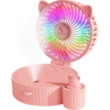 ZHKJ Shop Katlanır USB Nemlendirmeli Fan, Stil: Renkli Mod (Pembe) Renkli Model (Pembe) Pembe (Yurt Dışından)