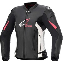 Alpinestars Stella GP Plus V4 Deri Korumalı Kadın Motosiklent Montu Siyah  Beyaz  Pembe