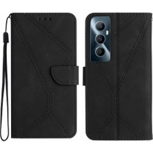 Mays Home1 Realme C65 4g Için Flip Case Yüksek Kalite Tpu Dikiş Kabartmalı Yumuşak Pu (Yurt Dışından)