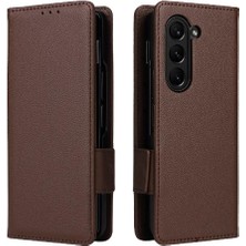 Samsung Galaxy Z Için Flip Case Fold 6 Kart Yuvaları Tutucu Manyetik Yan Pu (Yurt Dışından)