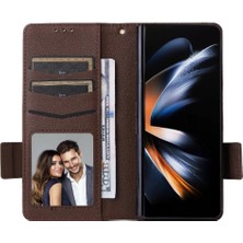 Samsung Galaxy Z Için Flip Case Fold 6 Kart Yuvaları Tutucu Manyetik Yan Pu (Yurt Dışından)