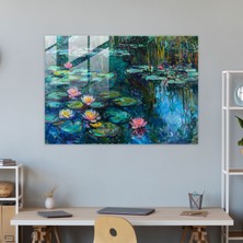Painted Anarchy Claude Monet Nilüferler Cam Duvar Tablosu - Claude Monet, Duvar Dekorasyonu, Cam Duvar Sanatı, Cam Sanatı, 45 x 30 cm