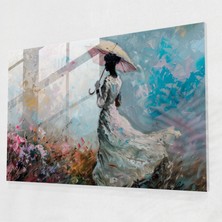 Painted Anarchy Şemsiye Camlı Kadın Baskı - Claude Monet, Ev Dekorasyonu, Duvar Süslemesi, Cam Sanatı, 45 x 30 cm