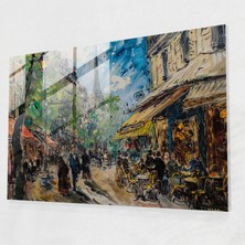 Painted Anarchy Claude Monet Cam Tablo - Paris Sokak Kafeleri Cam Duvar Tablosu - Claude Monet, Ev Dekorasyonu, Cam Duvar Sanatı, Claude Monet, 45 x 30 cm