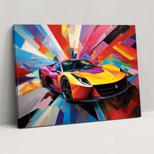 Painted Anarchy Ferrari Kanvas Tablo - Geometrik Soyut Duvar Sanatı - Ferrari, Canlı Renkler, Çağdaş Cazibe, Kanvas, 50X30
