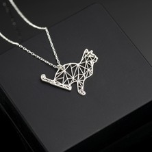 One Silver Gold 925 Ayar Gümüş Uslu Kedi Kolye Özel Tasarım
