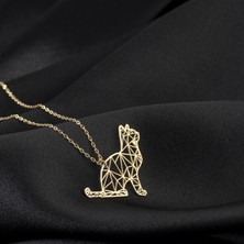 One Silver Gold 925 Ayar Gümüş Uslu Kedi Kolye Özel Tasarım