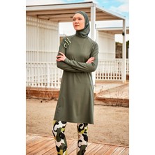 Marina Likralı Haki Tam Kapalı Tesettür Mayo M2467