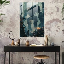 Painted Anarchy Fütürizm Cam Duvar Sanatı - Robot Fabrikası - Fütürizm, Fütürizm Sanat Tarzı, Duvar Dekorasyonu, Cam Duvar Sanatı, 30 x 45 cm