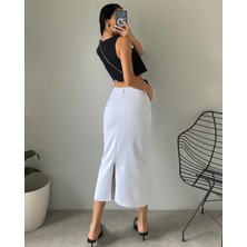 Aref Jeans Arkası Yırtmaçlı Uzun Kot Etek