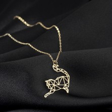 One Silver Gold 925 Ayar Gümüş Kedi Kolye Özel Tasarım