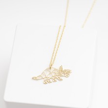 One Silver Gold 925 Ayar Gümüş Dinozor Origami Kolye Özel Tasarım