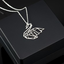 One Silver Gold 925 Ayar Gümüş Kuğ Origami Kolye Özel Tasarım