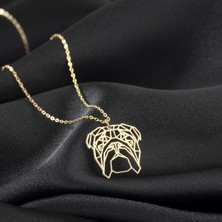 One Silver Gold 925 Ayar Gümüş  Bulldog Köpek Kolye Özel Tasarım