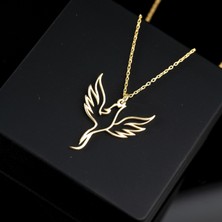 One Silver Gold 925 Ayar Gümüş Anka Kuşu Kolye Özel Tasarım
