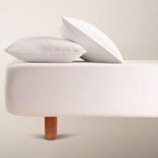 %100 Pamuk Saten Lastikli Çarşaf Seti 200x200 cm Beyaz - Lia Serisi