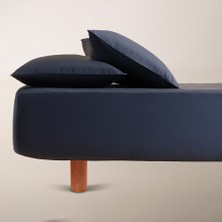 %100 Pamuk Saten Lastikli Çarşaf Seti 160x200 cm Lacivert - Lia Serisi
