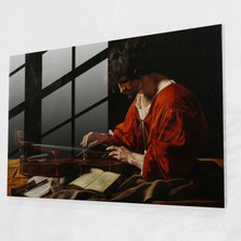 Painted Anarchy Caravaggio Tarzı Duvar Dekorasyonu: Müzik Aleti Çalan Figür - Caravaggio, Stark Kontrastlar, Caravaggio Stili, Cam Baskı, 45 x 30 cm